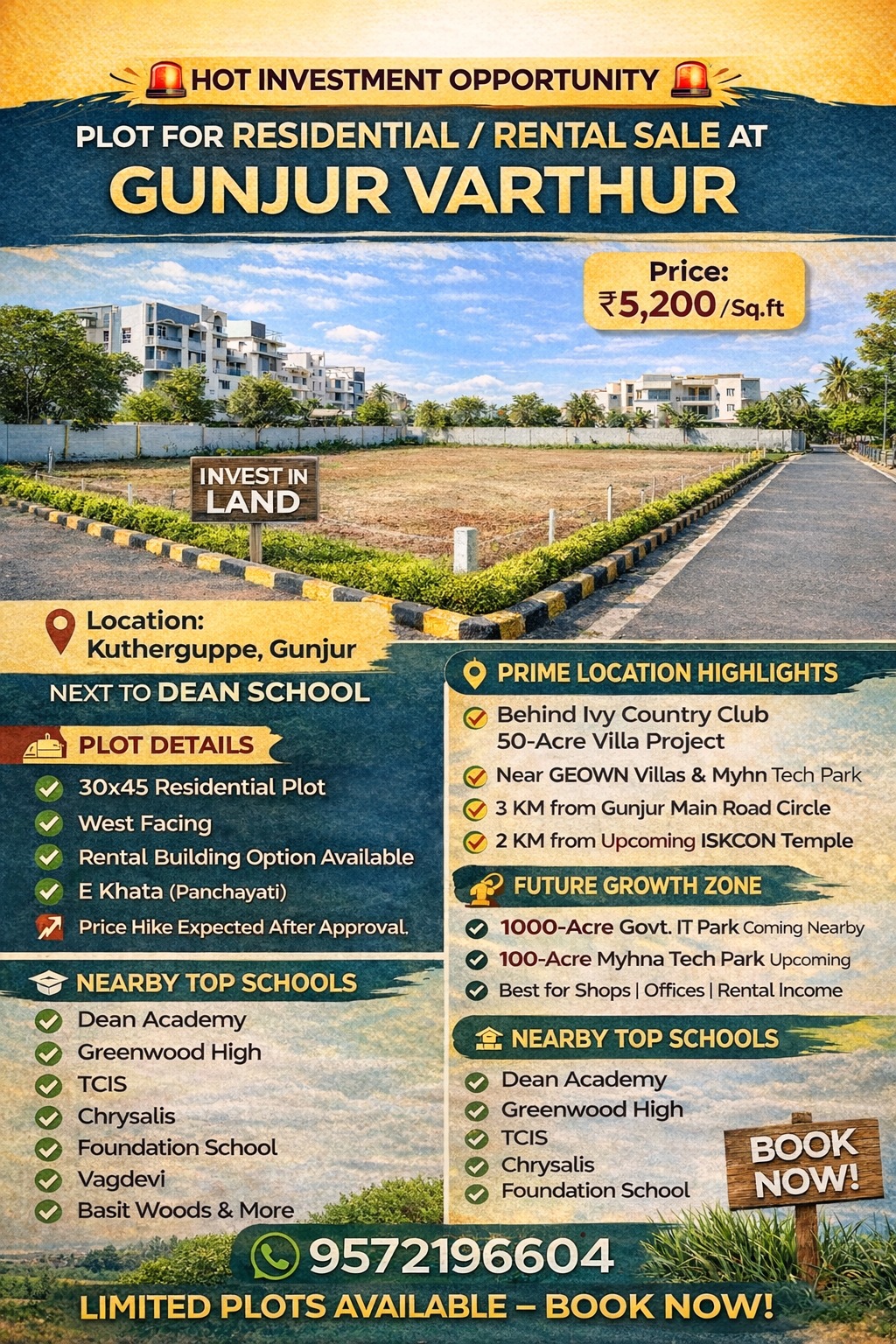West Facing 30x45 Residential Plot – Kutherguppe, Gunjur Varthur, Bengaluru