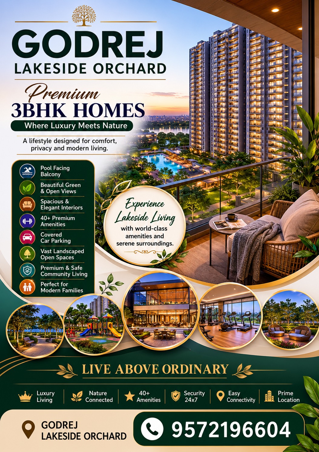 Luxury 3BHK Apartment in Godrej Lakeside Orchard