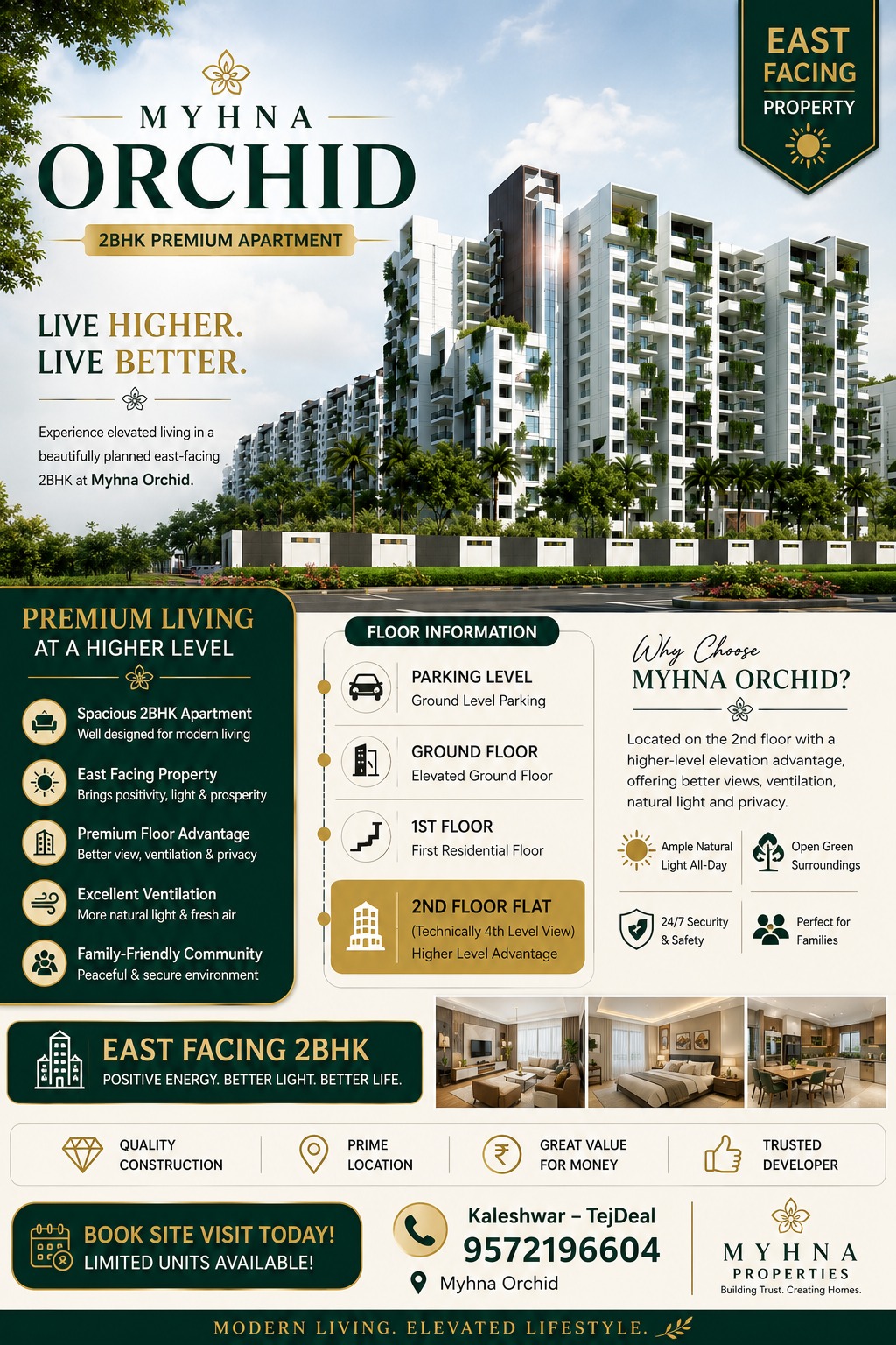 Luxury East Facing 2BHK Apartment in Myhna Orchid